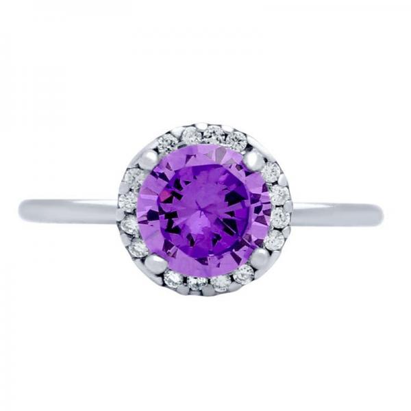 Inel argint 925 rodiat cu piatra violet [2]